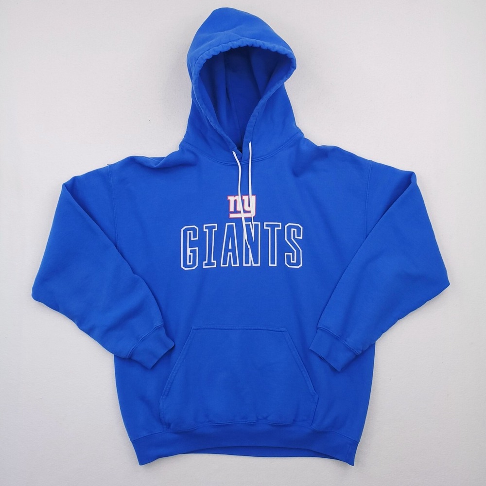 New York Giants Hoodie Mens‎ Large Blue Spellout Sweater Sweatshirt NFL Football